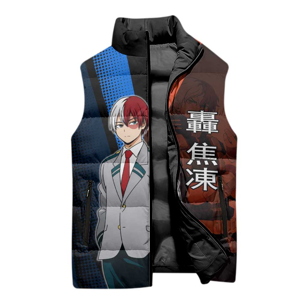 Shoto Todoroki Half-Cold Half-Hot Sleeveless Puffer Jacket Japanese Comic Book Style