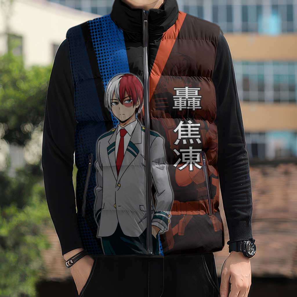 Shoto Todoroki Half-Cold Half-Hot Sleeveless Puffer Jacket Japanese Comic Book Style