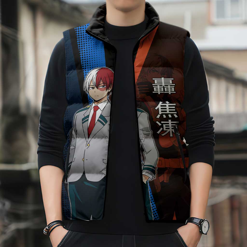 Shoto Todoroki Half-Cold Half-Hot Sleeveless Puffer Jacket Japanese Comic Book Style