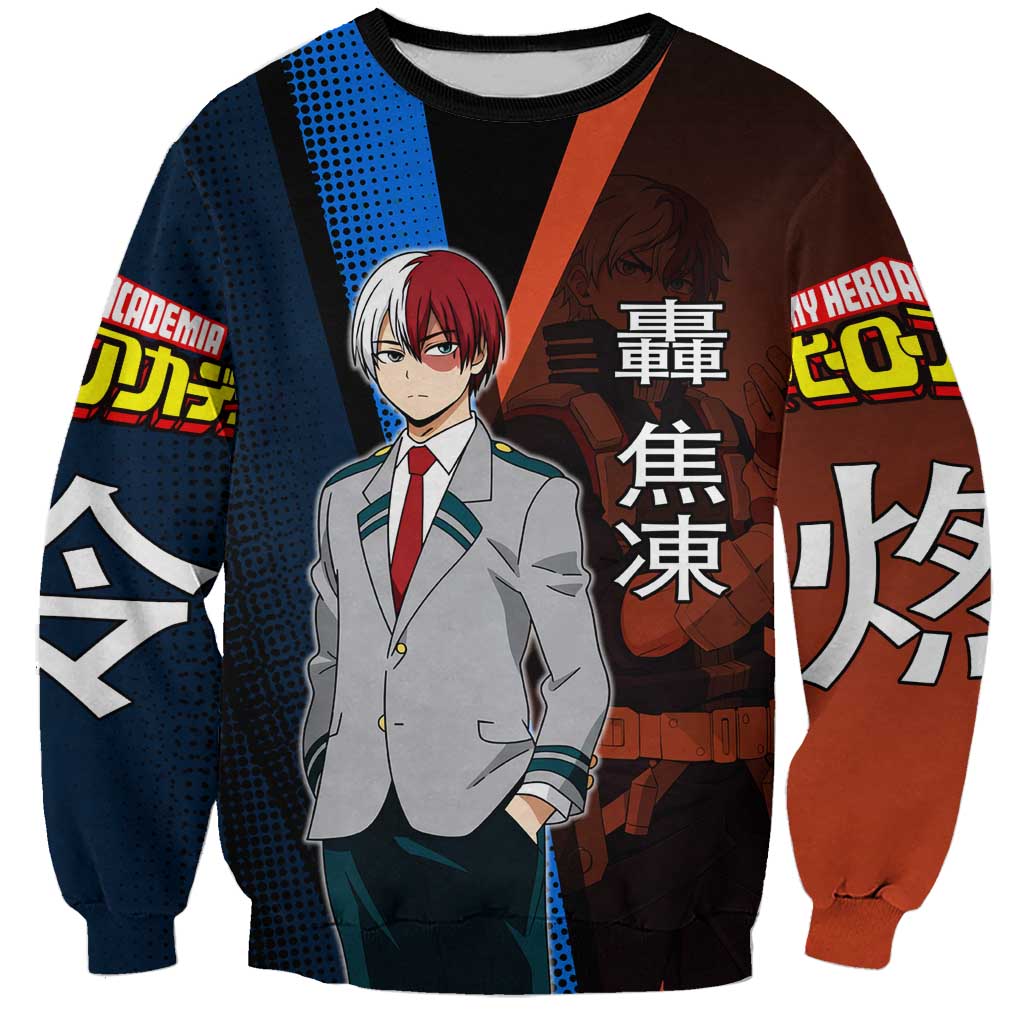 Shoto Todoroki Half-Cold Half-Hot Sweatshirt Japanese Comic Book Style