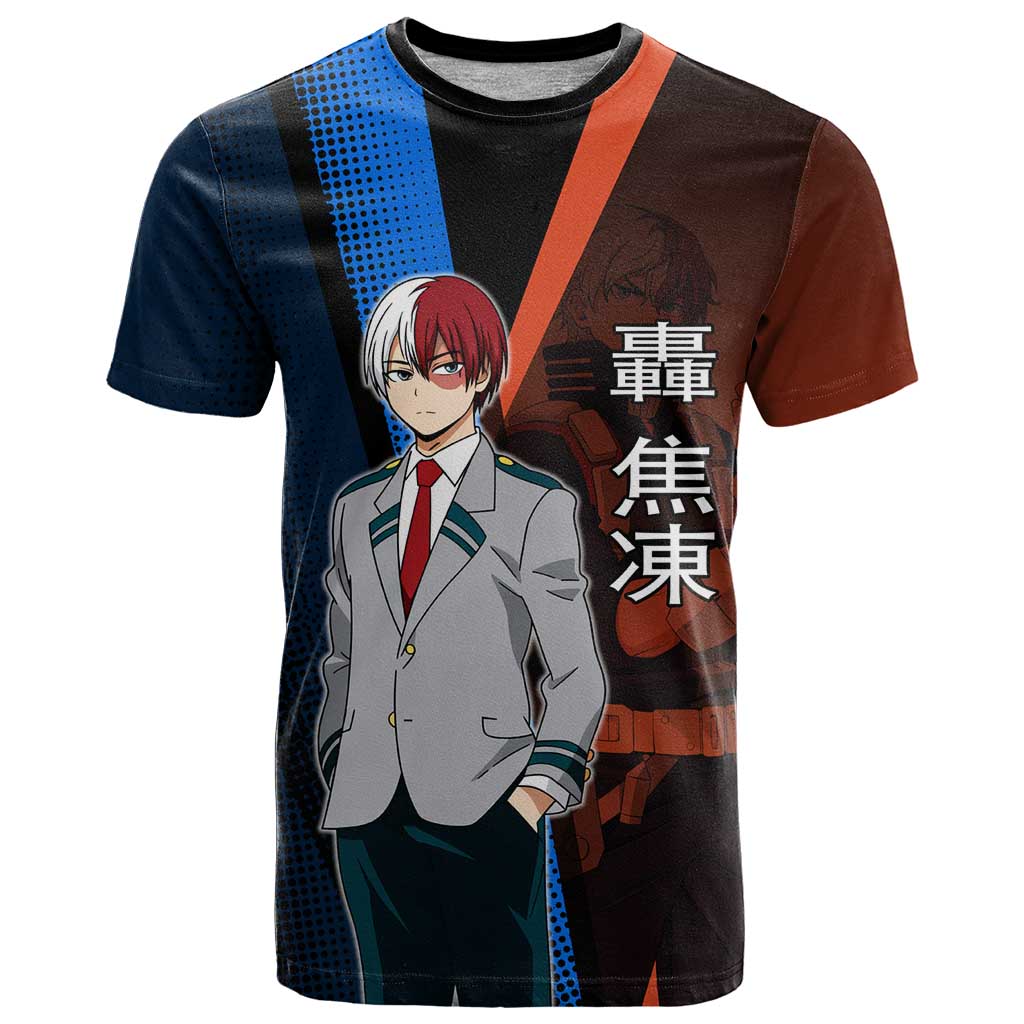 Shoto Todoroki Half-Cold Half-Hot T Shirt Japanese Comic Book Style