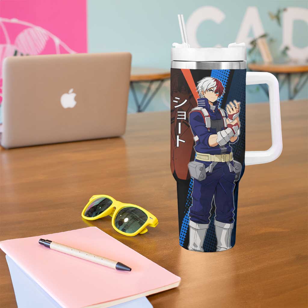 Shoto Todoroki Half-Cold Half-Hot Tumbler With Handle Japanese Comic Book Style