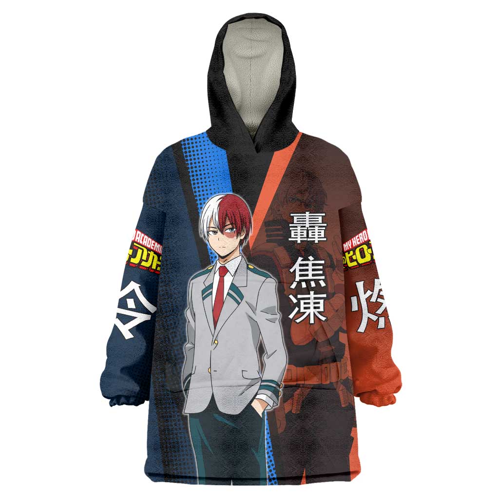 Shoto Todoroki Half-Cold Half-Hot Wearable Blanket Hoodie Japanese Comic Book Style