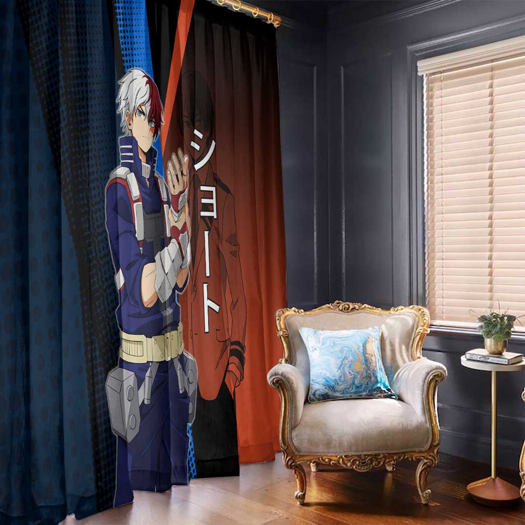 Shoto Todoroki Half-Cold Half-Hot Window Curtain Japanese Comic Book Style