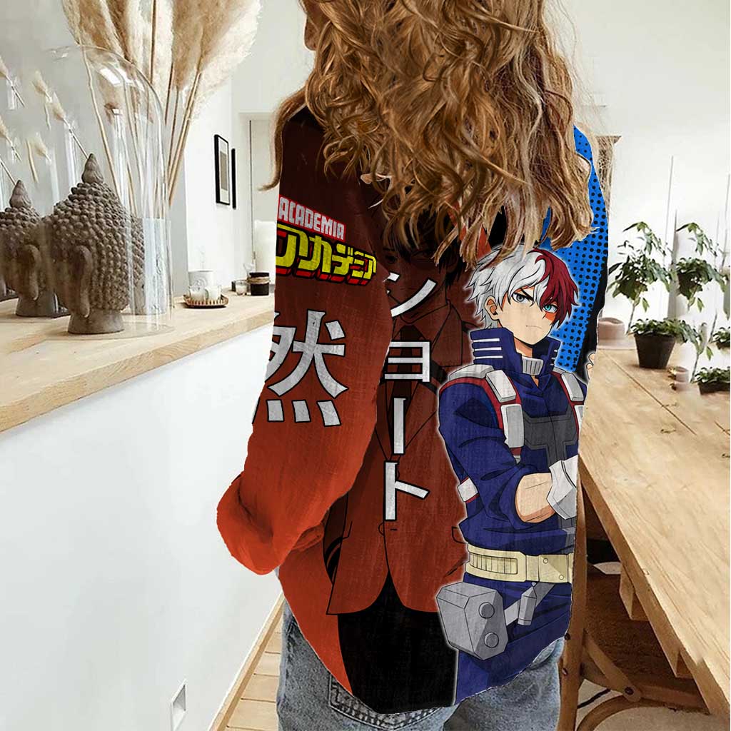 Shoto Todoroki Half-Cold Half-Hot Women Casual Shirt Japanese Comic Book Style