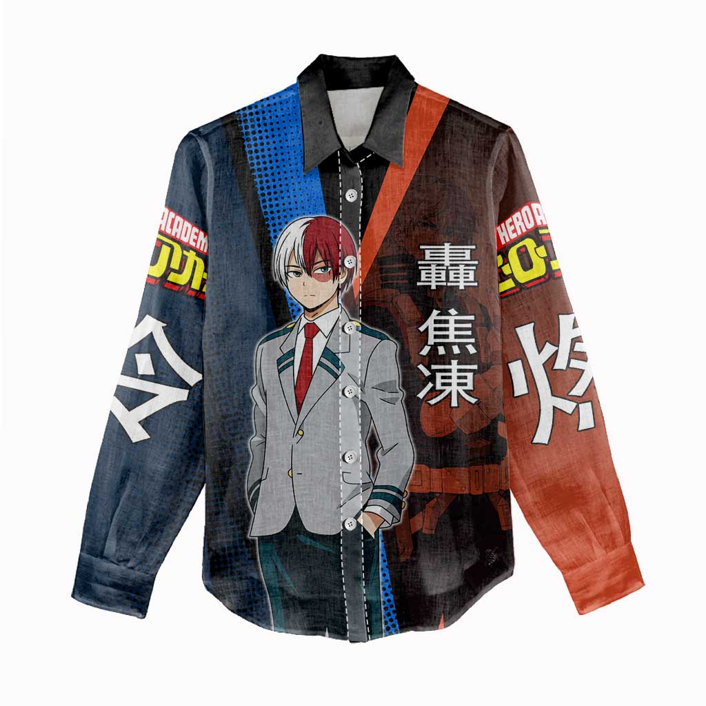 Shoto Todoroki Half-Cold Half-Hot Women Casual Shirt Japanese Comic Book Style
