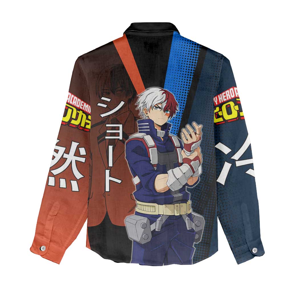 Shoto Todoroki Half-Cold Half-Hot Women Casual Shirt Japanese Comic Book Style