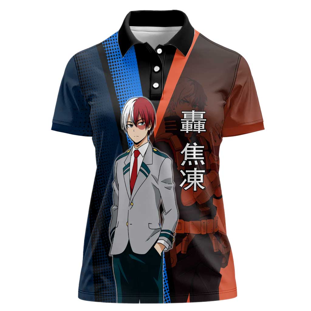 Shoto Todoroki Half-Cold Half-Hot Women Polo Shirt Japanese Comic Book Style