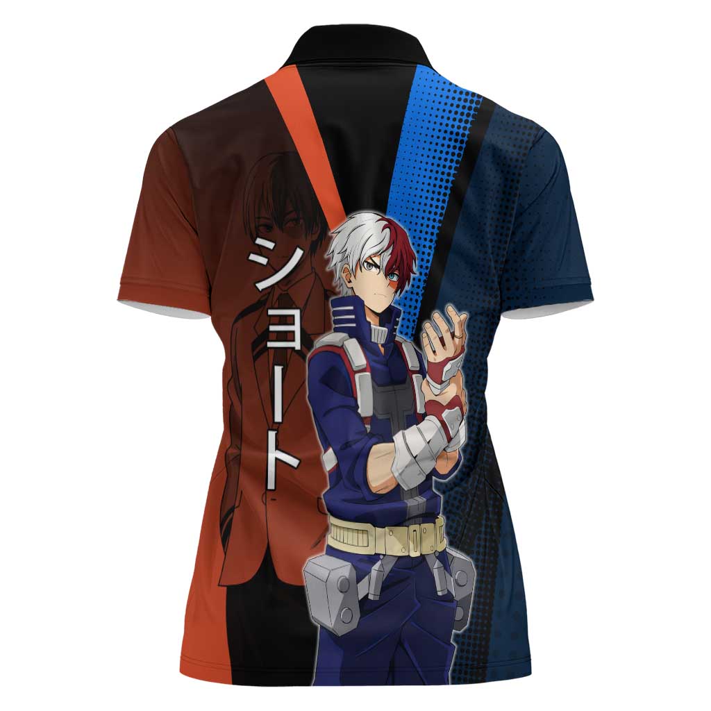 Shoto Todoroki Half-Cold Half-Hot Women Polo Shirt Japanese Comic Book Style
