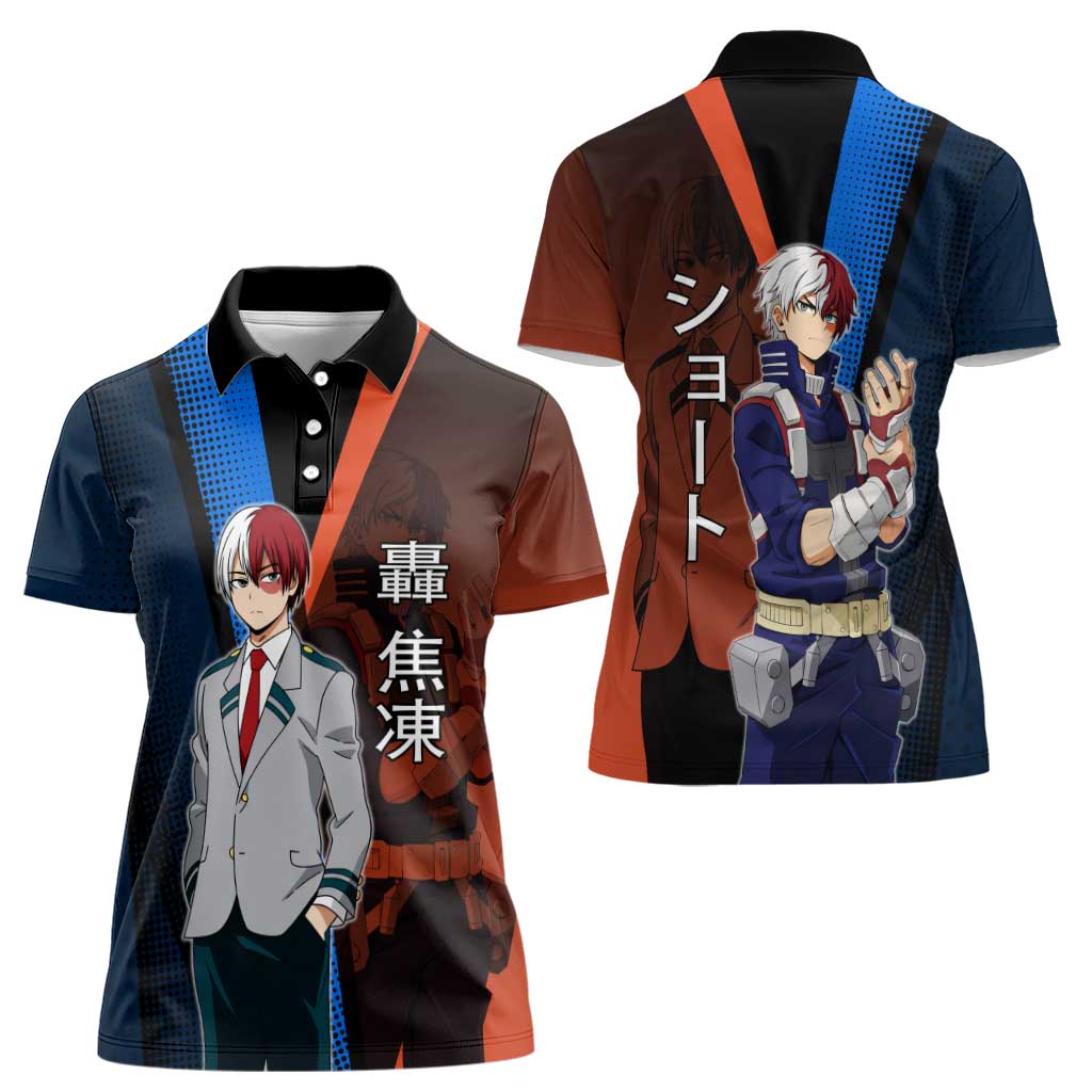 Shoto Todoroki Half-Cold Half-Hot Women Polo Shirt Japanese Comic Book Style