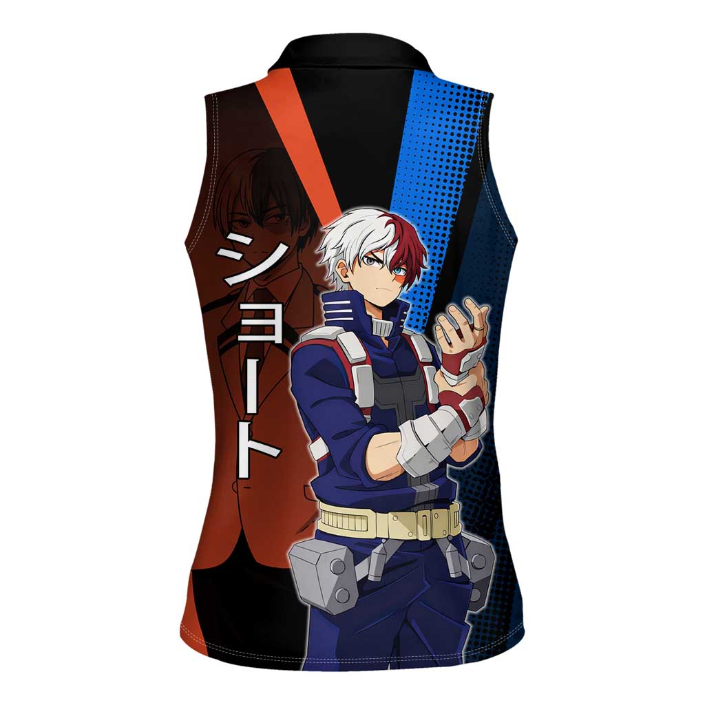 Shoto Todoroki Half-Cold Half-Hot Women Sleeveless Polo Shirt Japanese Comic Book Style