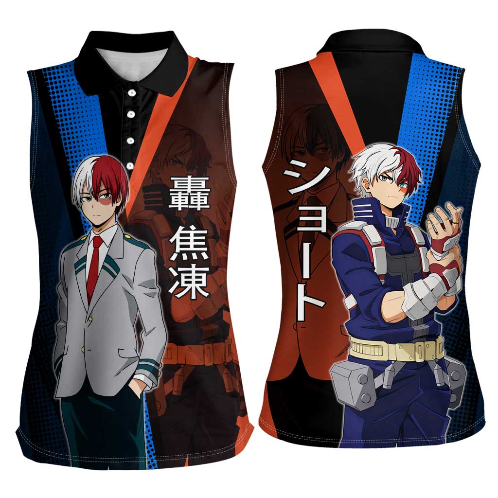 Shoto Todoroki Half-Cold Half-Hot Women Sleeveless Polo Shirt Japanese Comic Book Style