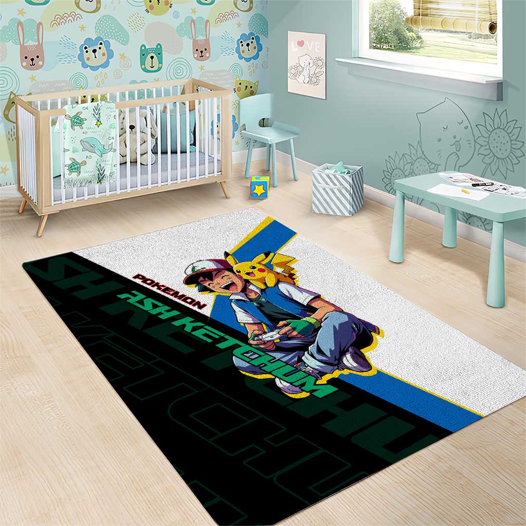 Ash & Pikachu Poké Area Rug Vibrant Anime Character Style