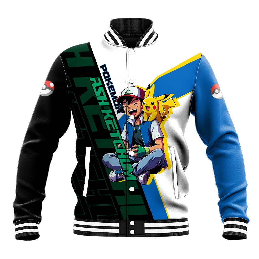 Ash & Pikachu Poké Baseball Jacket Vibrant Anime Character Style
