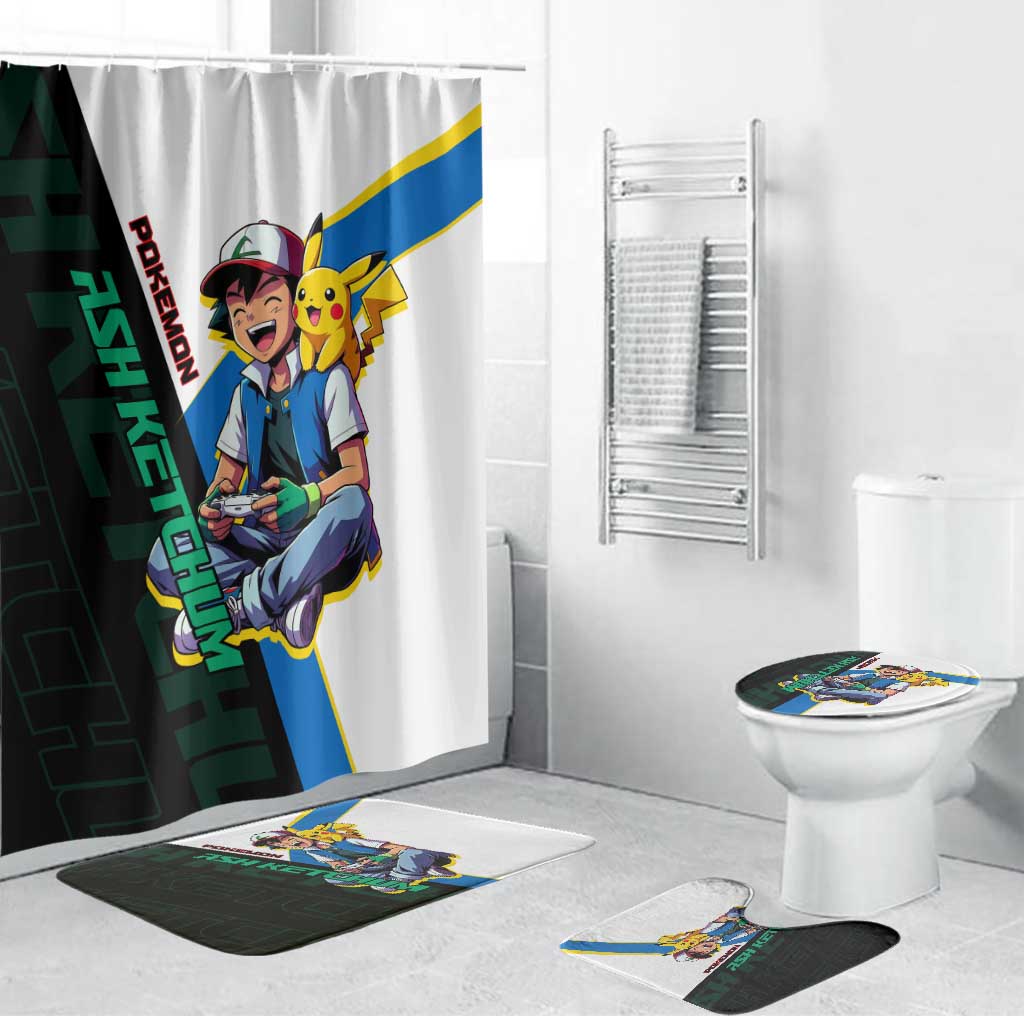 Ash & Pikachu Poké Bathroom Set Vibrant Anime Character Style