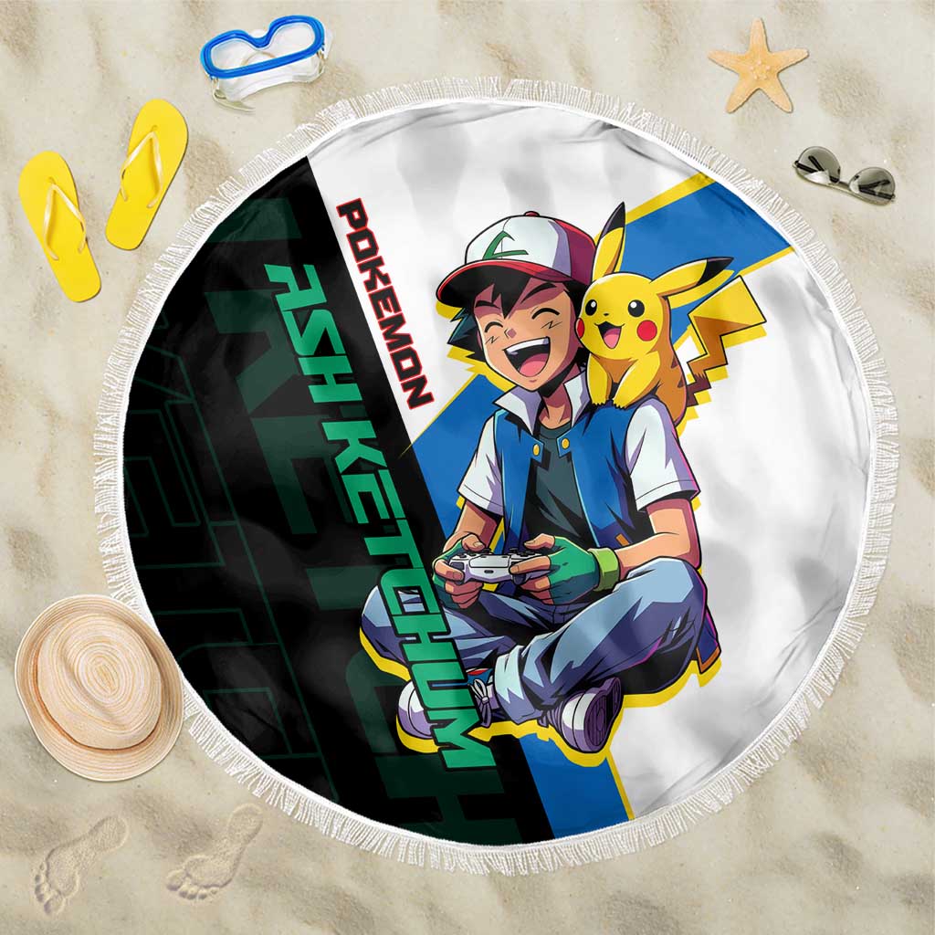 Ash & Pikachu Poké Beach Blanket Vibrant Anime Character Style