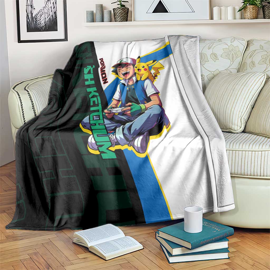 Ash & Pikachu Poké Blanket Vibrant Anime Character Style