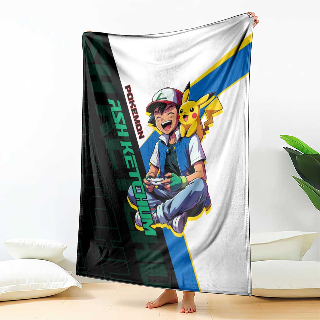 Ash & Pikachu Poké Blanket Vibrant Anime Character Style