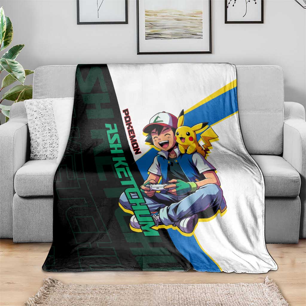Ash & Pikachu Poké Blanket Vibrant Anime Character Style