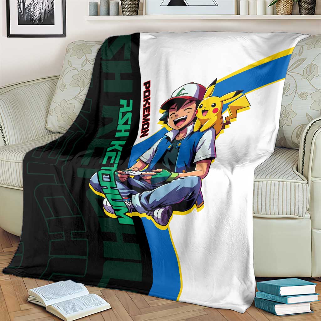 Ash & Pikachu Poké Blanket Vibrant Anime Character Style