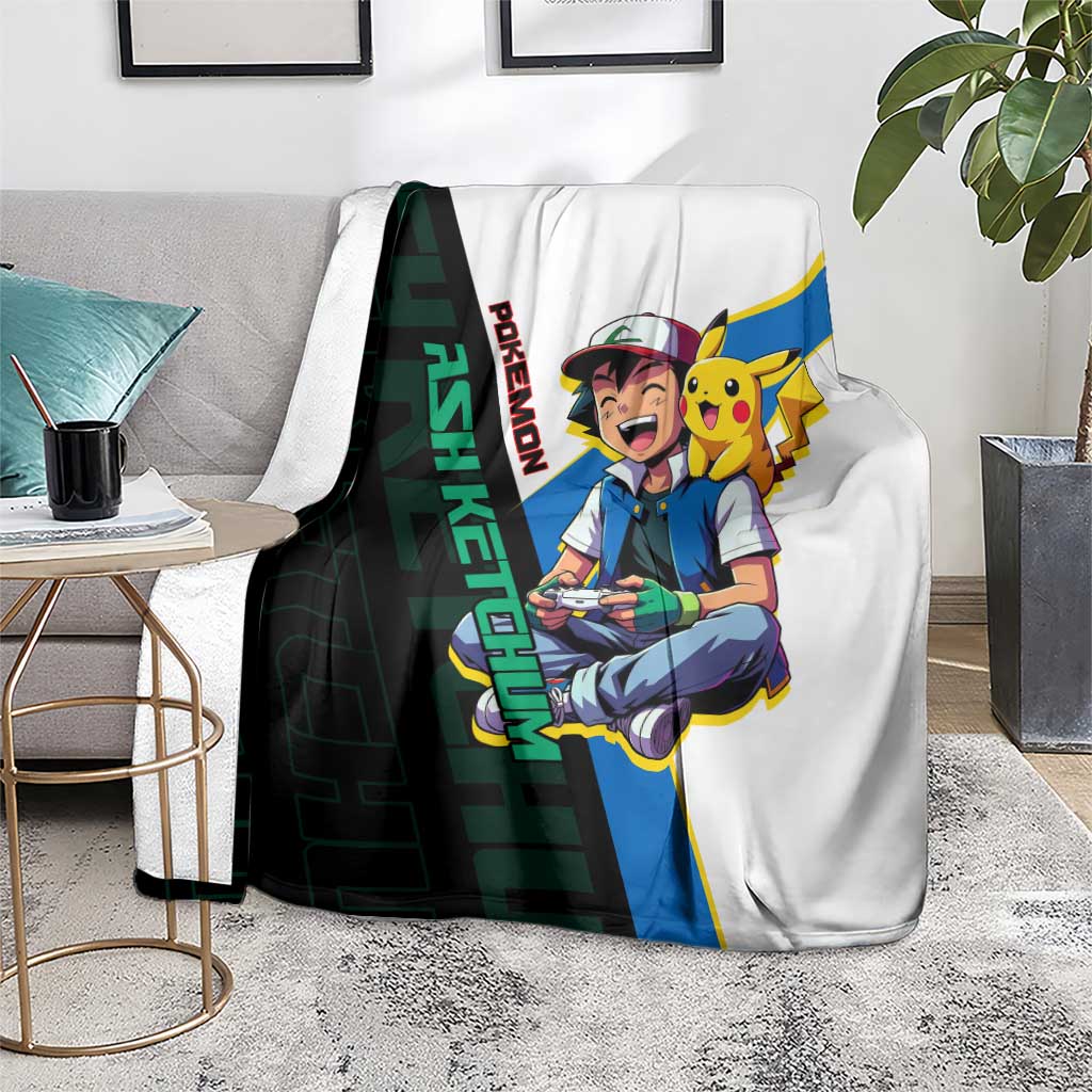 Ash & Pikachu Poké Blanket Vibrant Anime Character Style