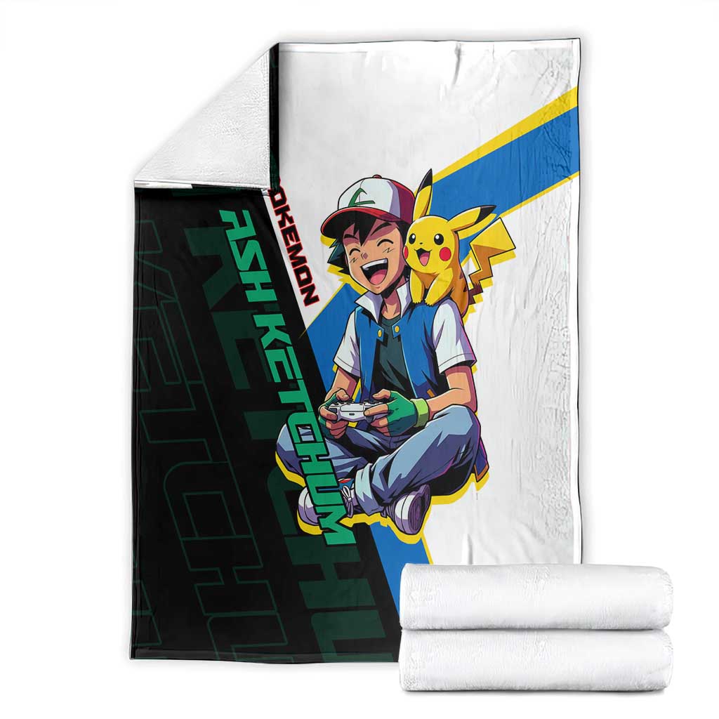 Ash & Pikachu Poké Blanket Vibrant Anime Character Style