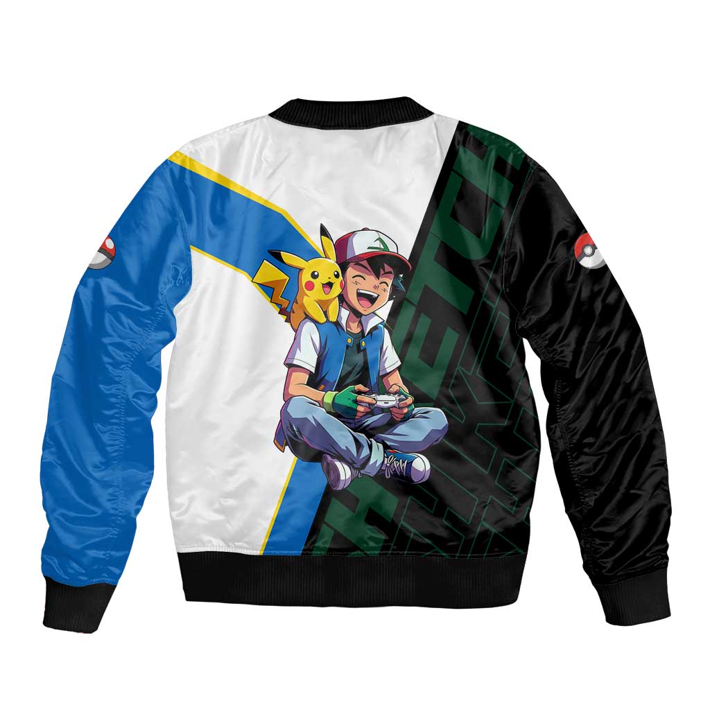 Ash & Pikachu Poké Bomber Jacket Vibrant Anime Character Style