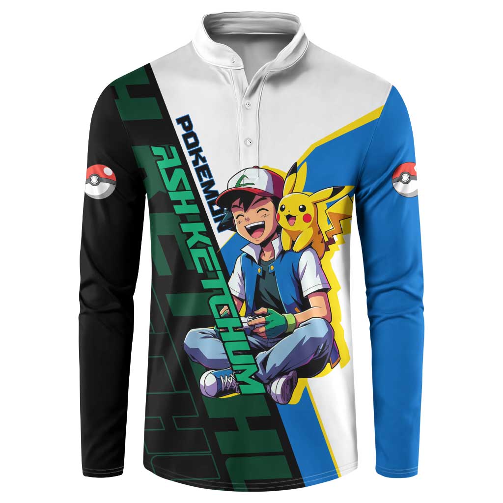 Ash & Pikachu Poké Button Sweatshirt Vibrant Anime Character Style
