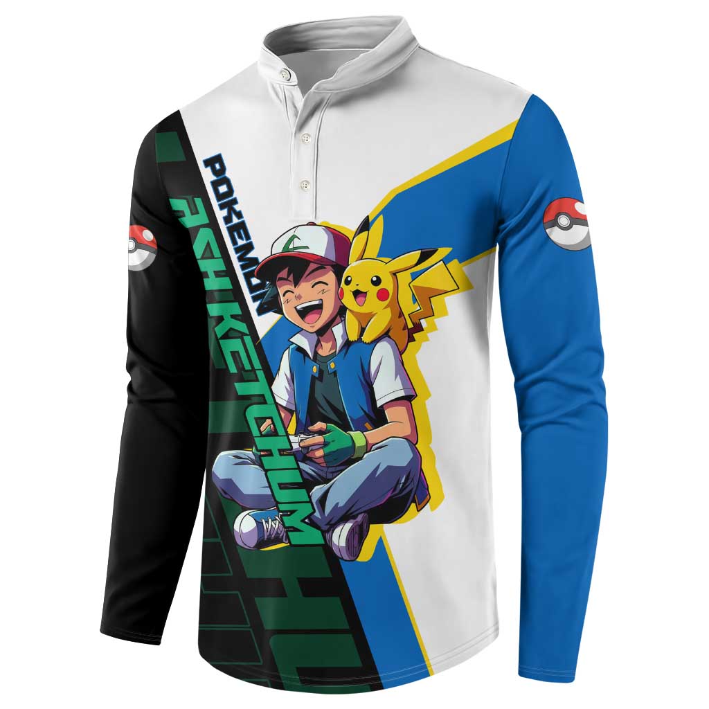Ash & Pikachu Poké Button Sweatshirt Vibrant Anime Character Style