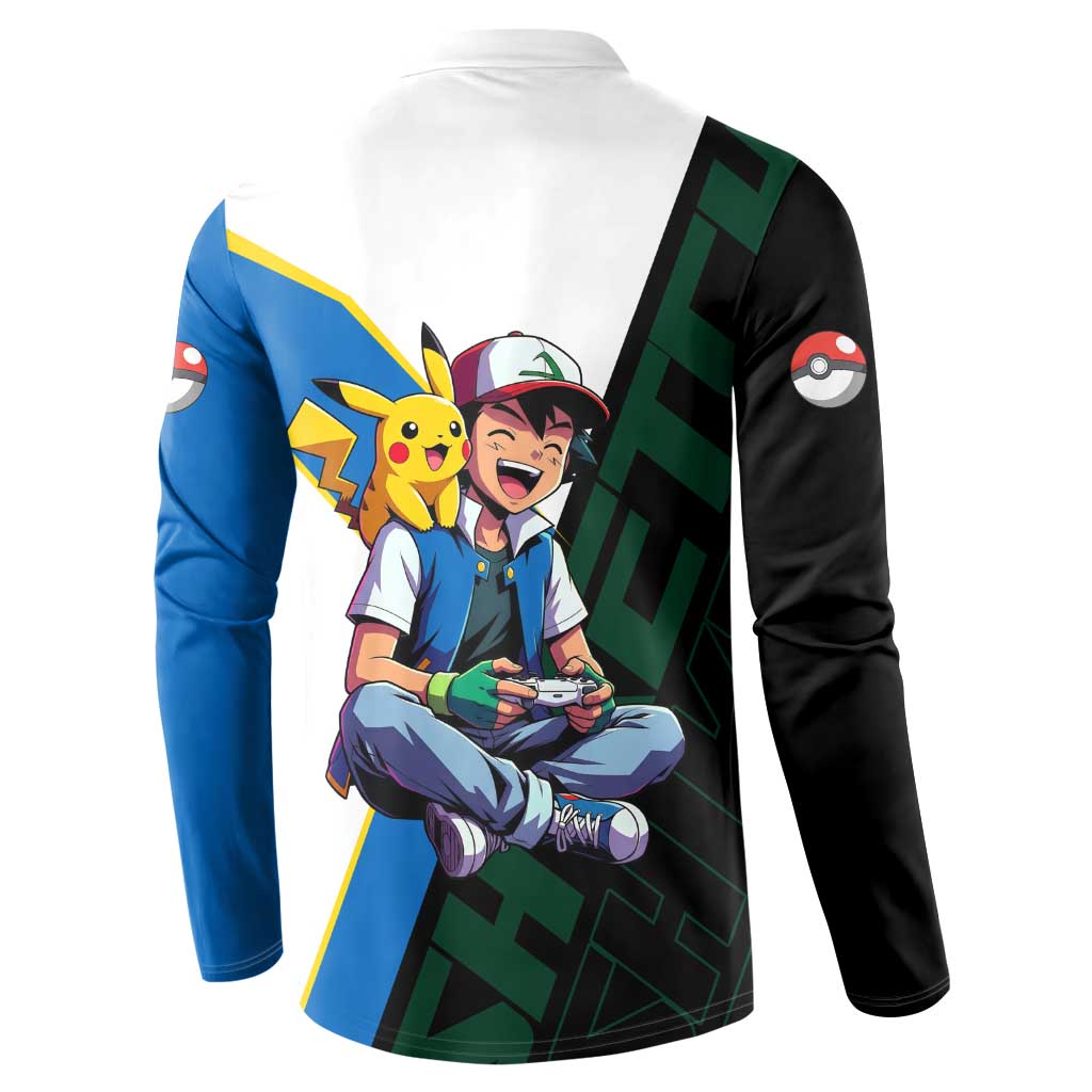 Ash & Pikachu Poké Button Sweatshirt Vibrant Anime Character Style