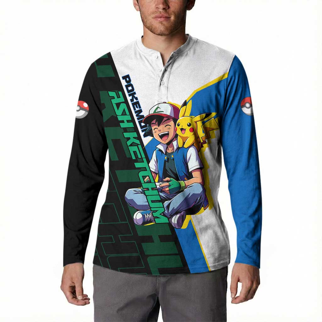 Ash & Pikachu Poké Button Sweatshirt Vibrant Anime Character Style
