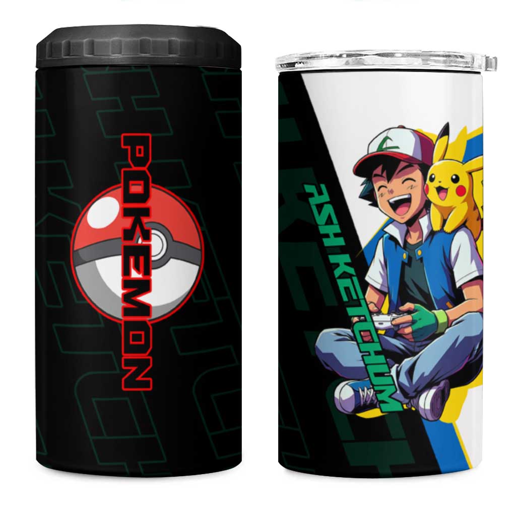 Ash & Pikachu Poké 4 in 1 Can Cooler Tumbler Vibrant Anime Character Style