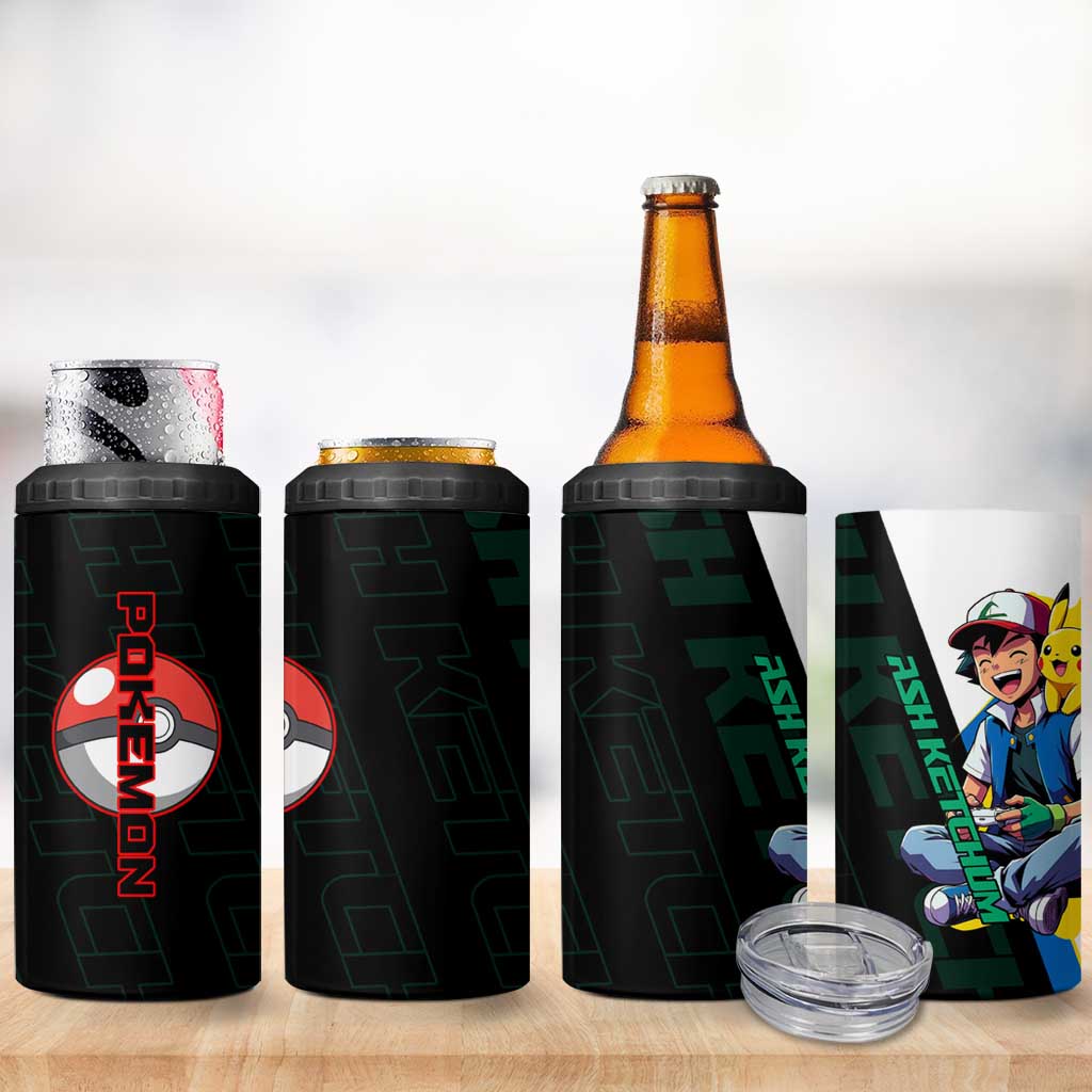 Ash & Pikachu Poké 4 in 1 Can Cooler Tumbler Vibrant Anime Character Style