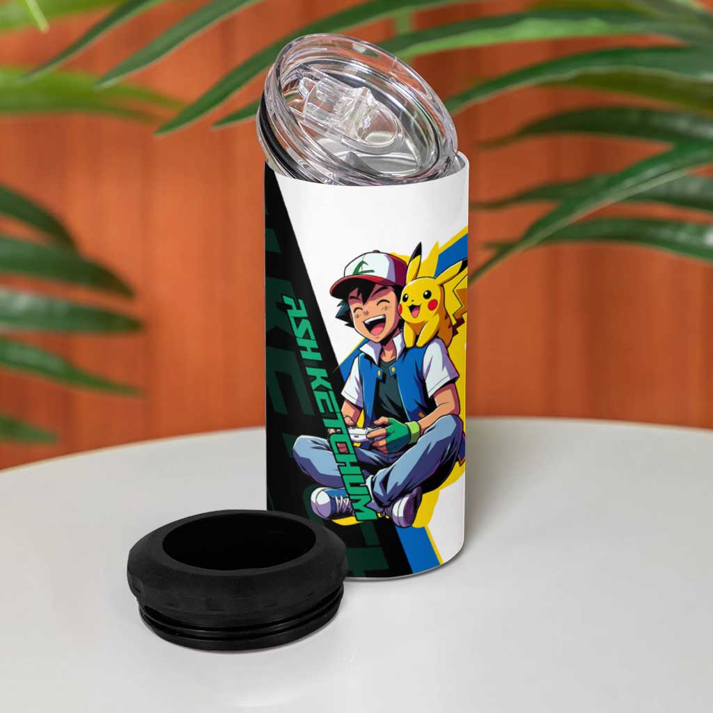 Ash & Pikachu Poké 4 in 1 Can Cooler Tumbler Vibrant Anime Character Style