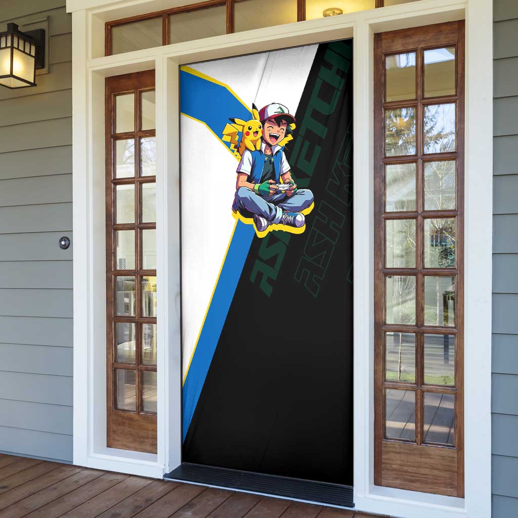 Ash & Pikachu Poké Door Cover Vibrant Anime Character Style
