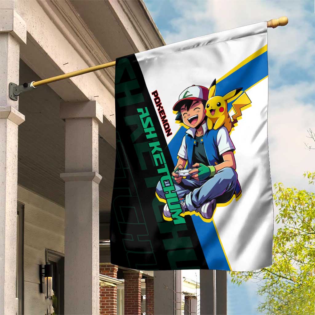 Ash & Pikachu Poké Garden Flag Vibrant Anime Character Style