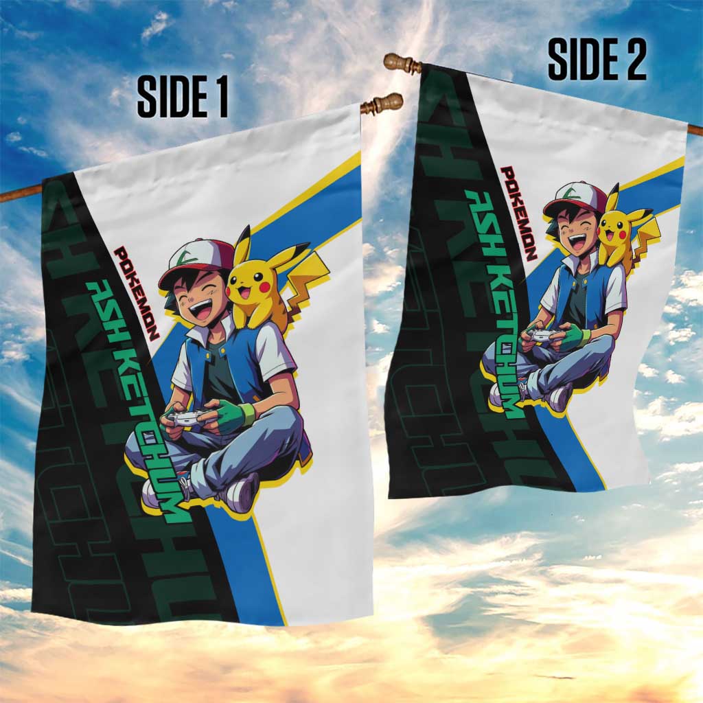 Ash & Pikachu Poké Garden Flag Vibrant Anime Character Style