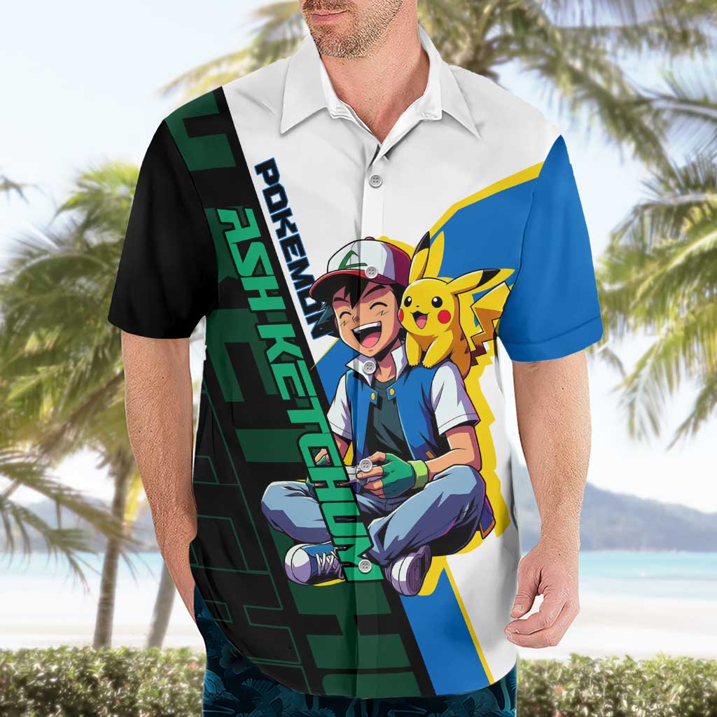 Ash & Pikachu Poké Hawaiian Shirt Vibrant Anime Character Style