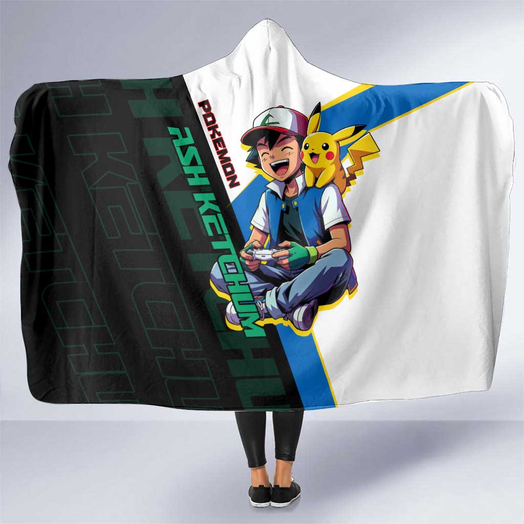 Ash & Pikachu Poké Hooded Blanket Vibrant Anime Character Style