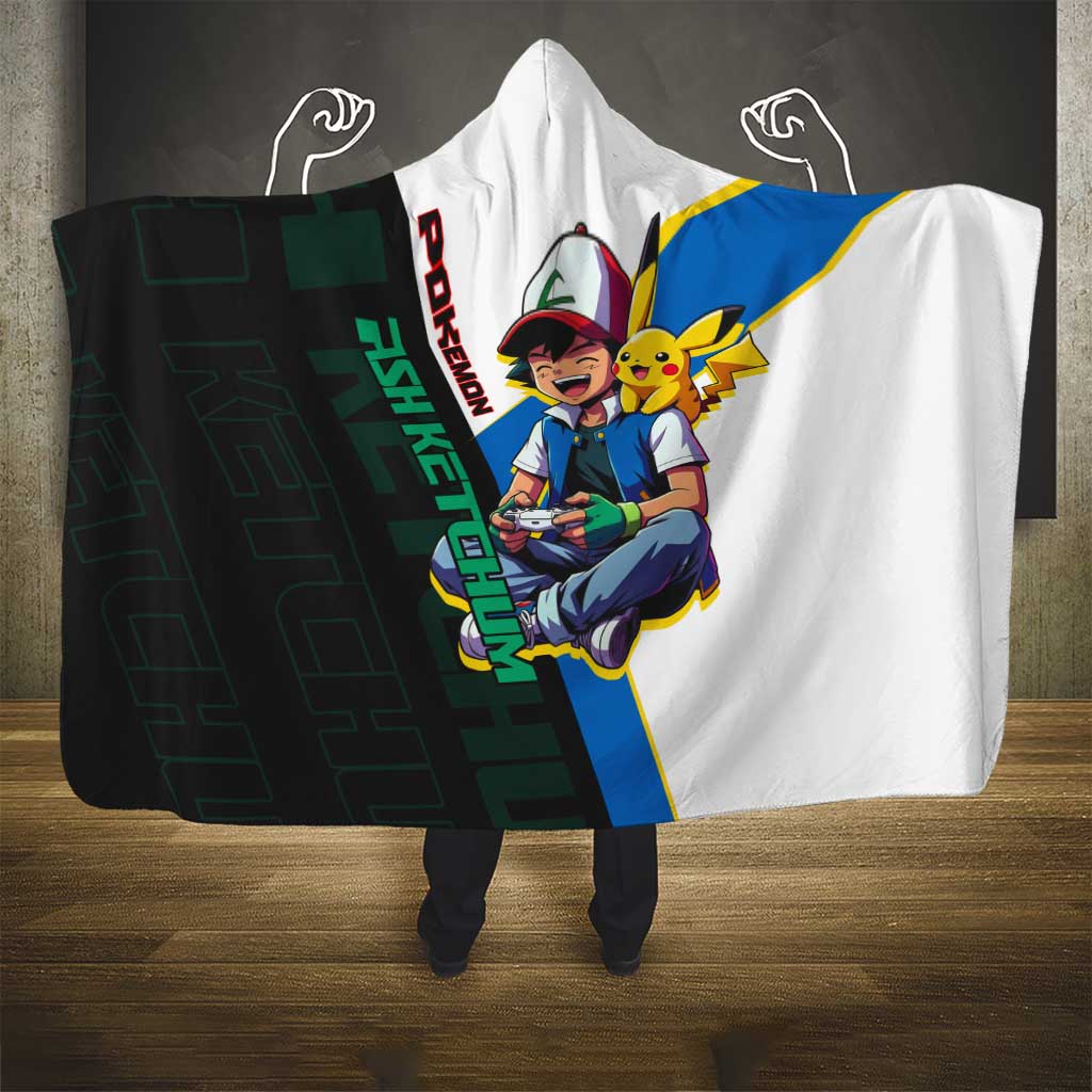 Ash & Pikachu Poké Hooded Blanket Vibrant Anime Character Style
