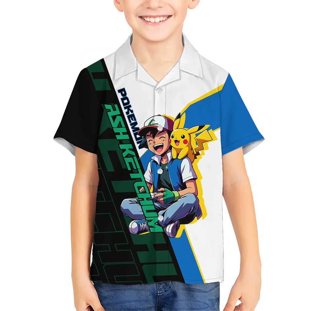 Ash & Pikachu Poké Kid Hawaiian Shirt Vibrant Anime Character Style