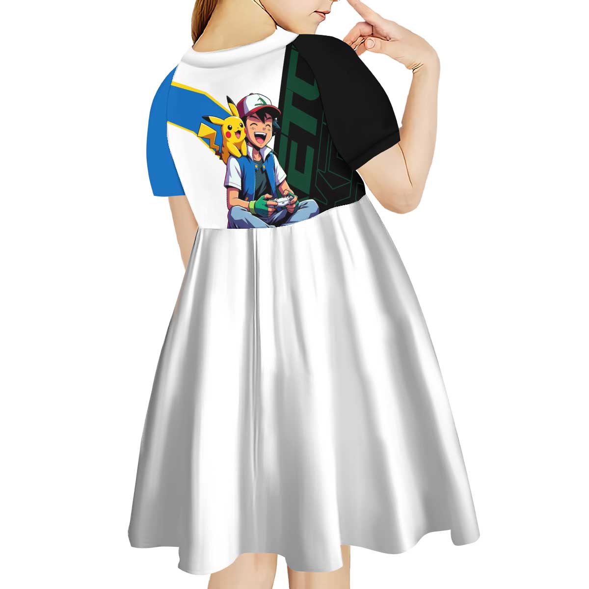 Ash & Pikachu Poké Kid Short Sleeve Dress Vibrant Anime Character Style
