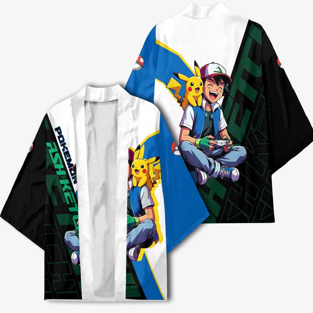 Ash & Pikachu Poké Kimono Vibrant Anime Character Style