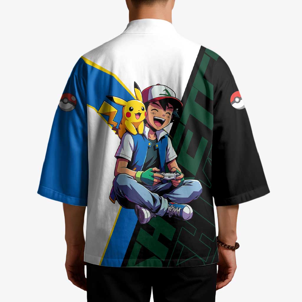 Ash & Pikachu Poké Kimono Vibrant Anime Character Style