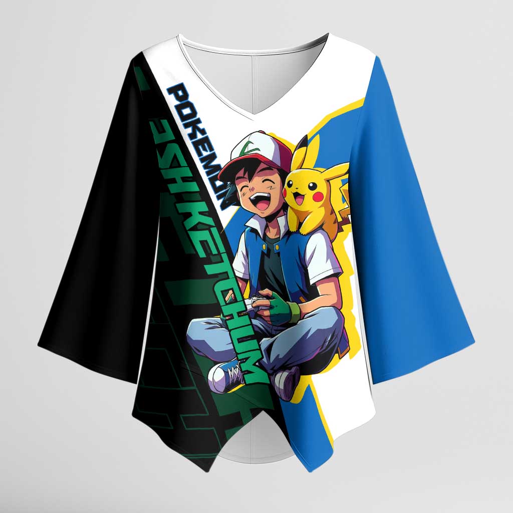 Ash & Pikachu Poké Kimono Sleeve Blouse Vibrant Anime Character Style