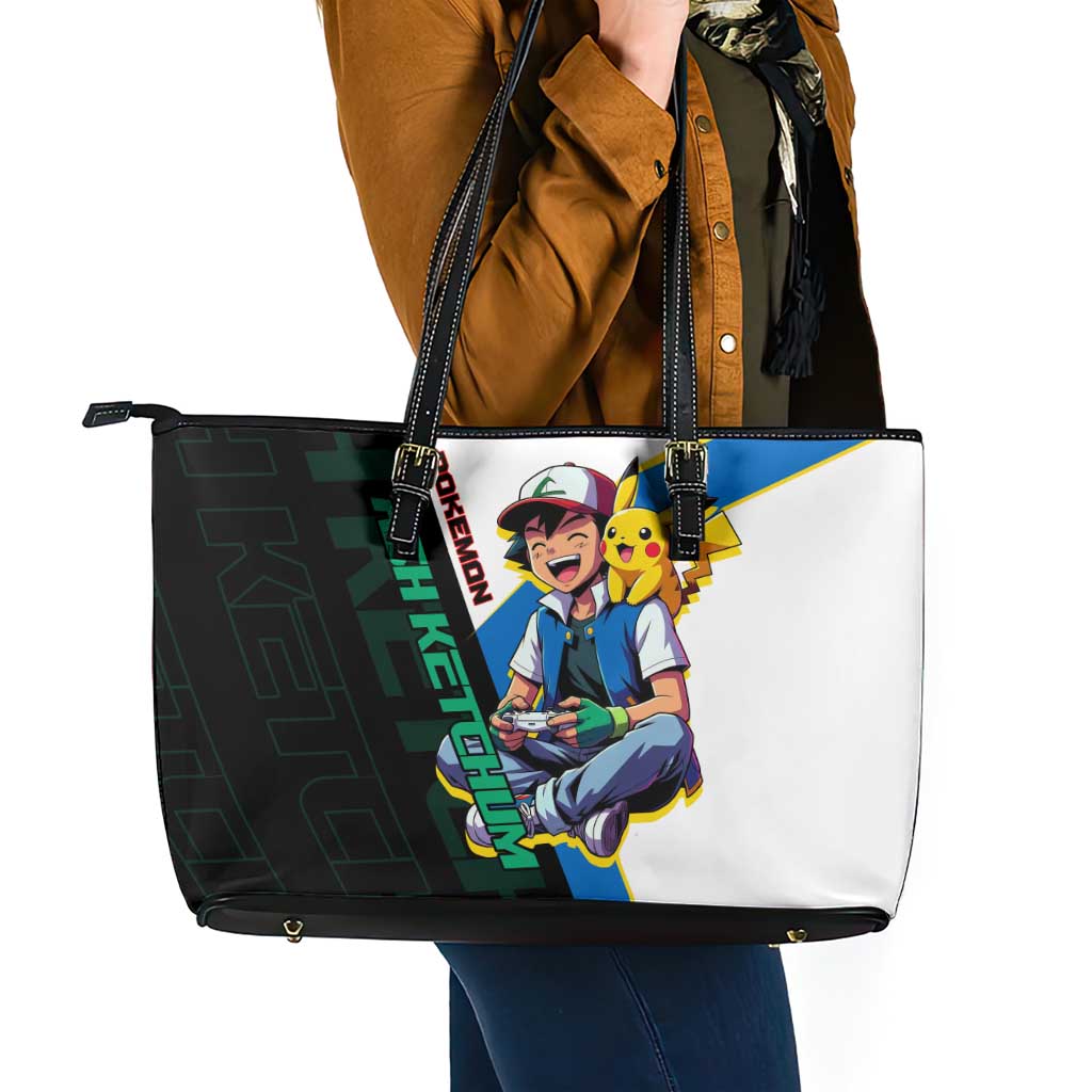 Ash & Pikachu Poké Leather Tote Bag Vibrant Anime Character Style