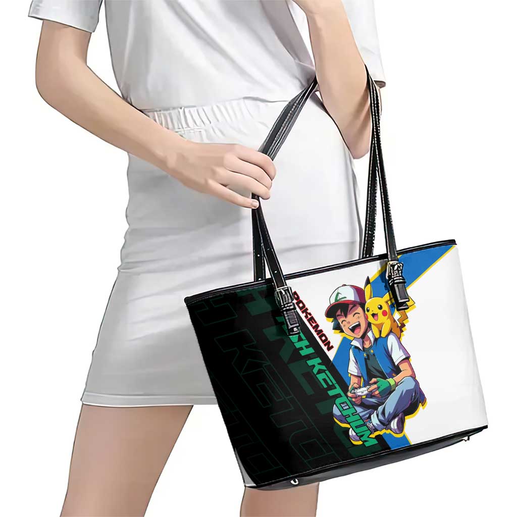 Ash & Pikachu Poké Leather Tote Bag Vibrant Anime Character Style