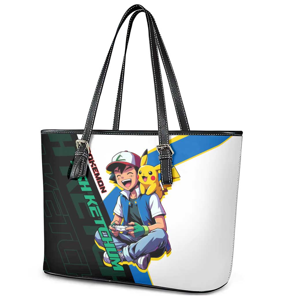 Ash & Pikachu Poké Leather Tote Bag Vibrant Anime Character Style