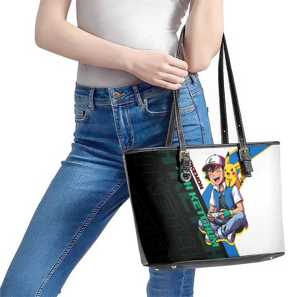 Ash & Pikachu Poké Leather Tote Bag Vibrant Anime Character Style