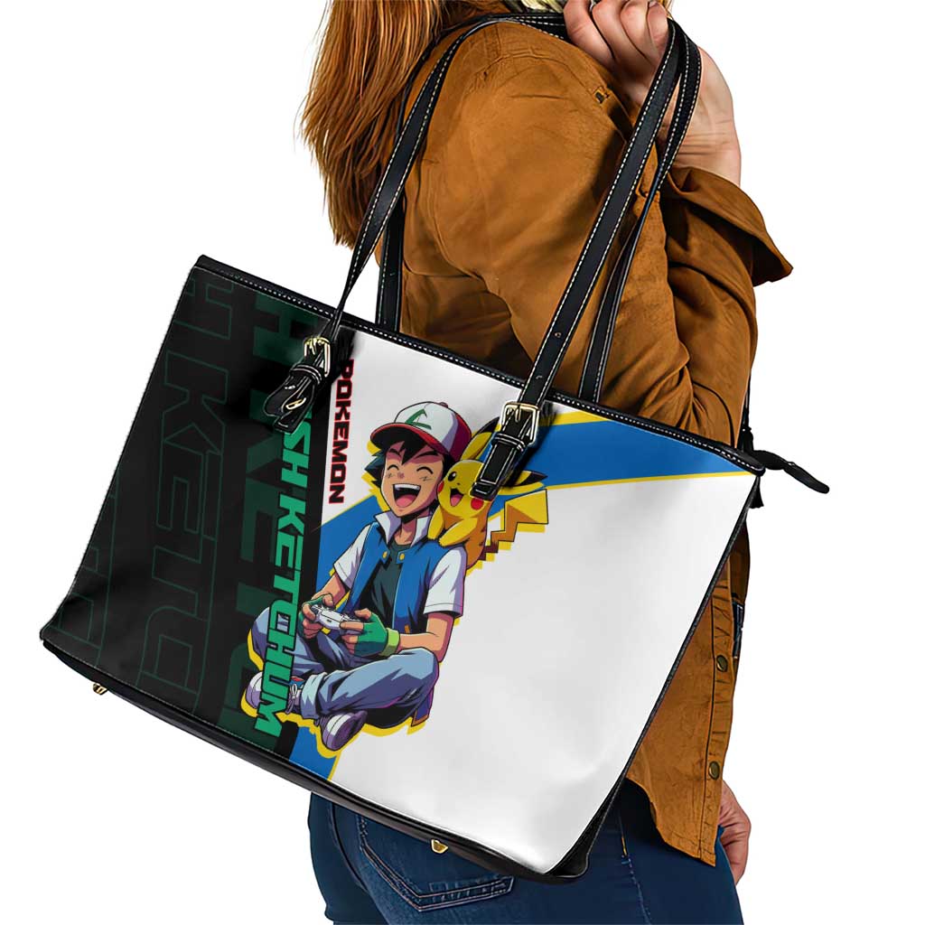 Ash & Pikachu Poké Leather Tote Bag Vibrant Anime Character Style